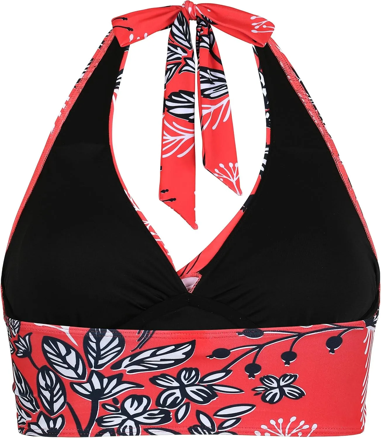 Hilor Women's Underwire Bikini Tops Halter V Neck Bathing Suit Top Swimsuit Push Up Twist Front Swim Top Only
