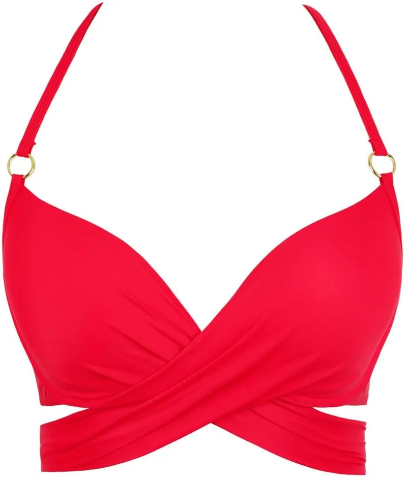 Hilor Women's Underwire Push Up Bikini Top with Ring Wrap Criss Cross Swimsuits Halter Bathing Suit Swim Tops
