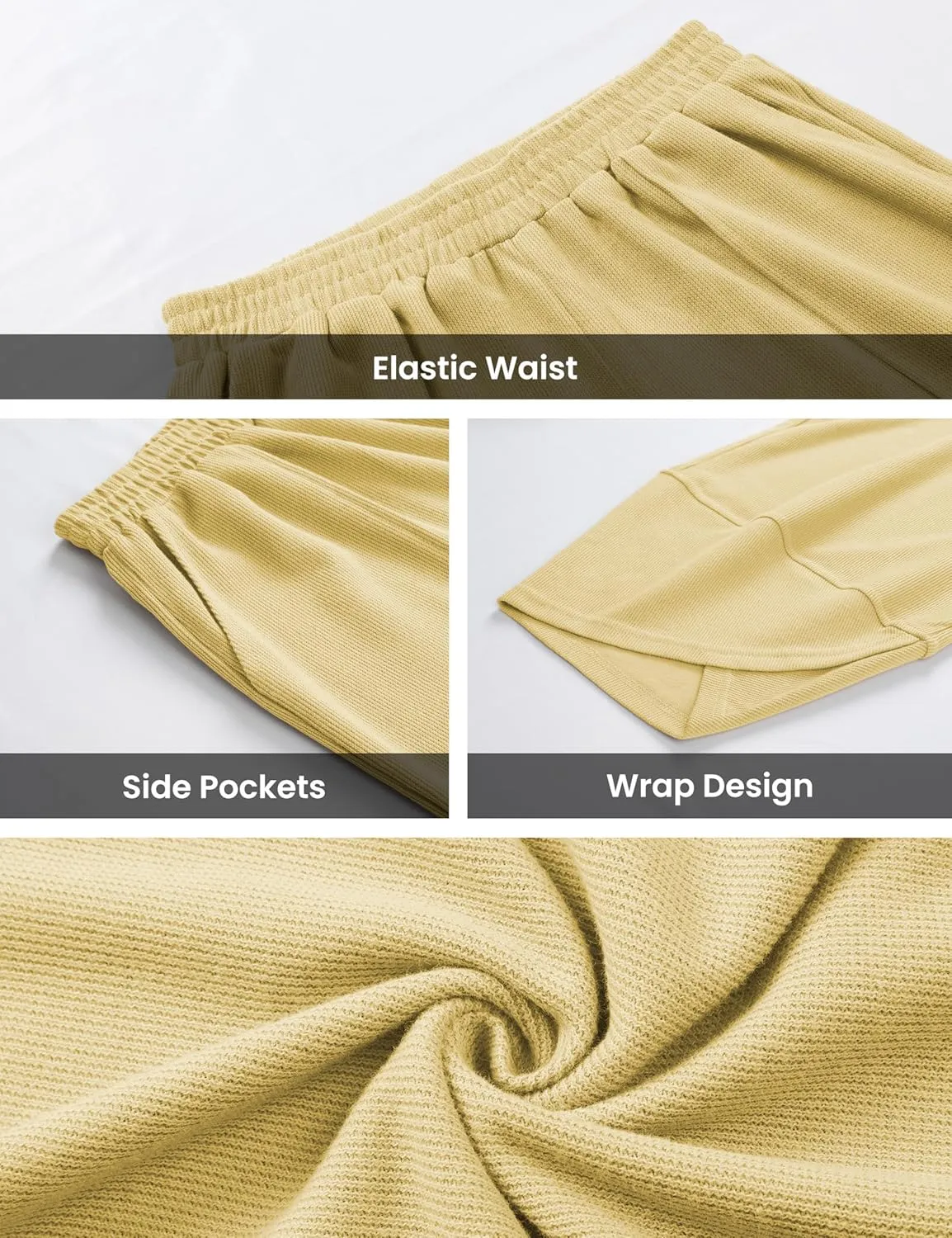 Himosyber Women Cotton Pants Wide Leg Pants Casual Loose Baggy Elastic Waist Beach Palazzo Harem Pants