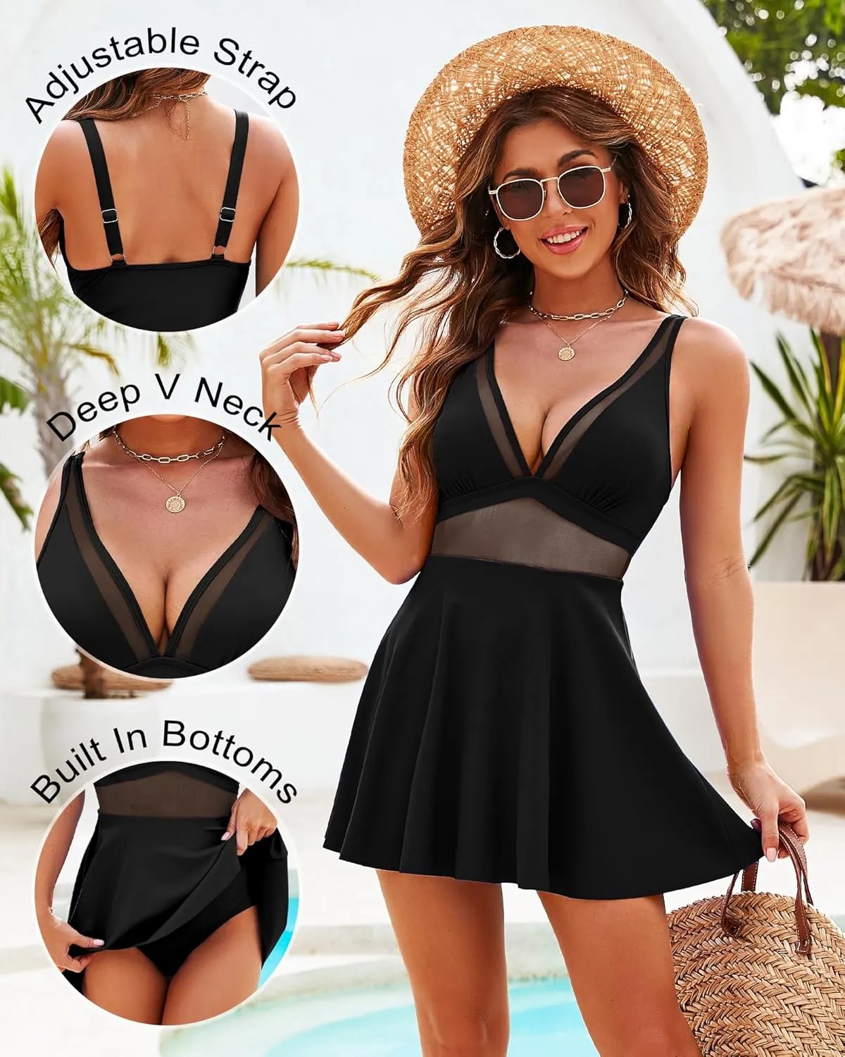 Honlyps One Piece Swimsuit Women Tummy Control Bathing Suit Skirt Modest Swim Suits Full Coverage Swim Dress Tankini 2025