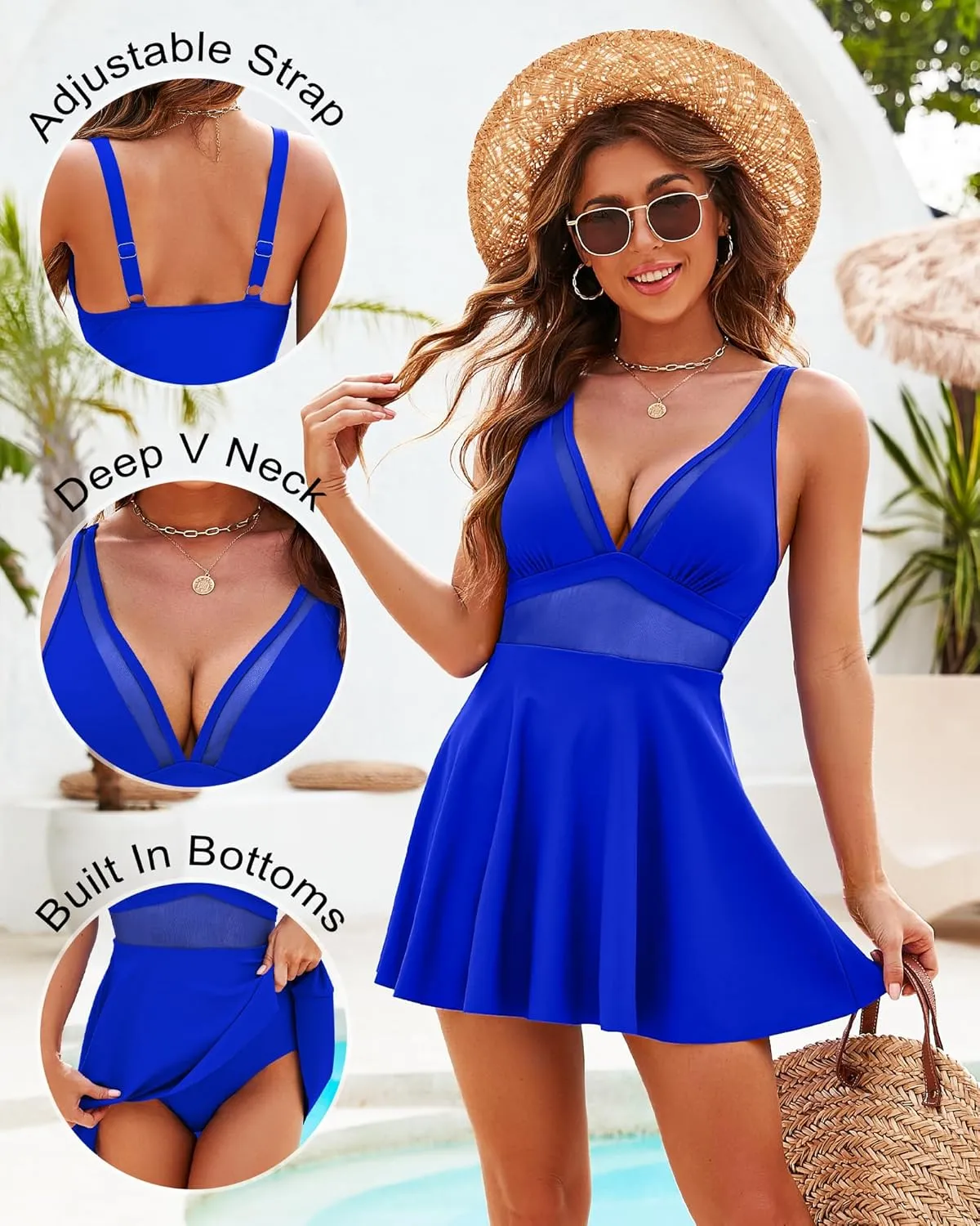 Honlyps One Piece Swimsuit Women Tummy Control Bathing Suit Skirt Modest Swim Suits Full Coverage Swim Dress Tankini 2025