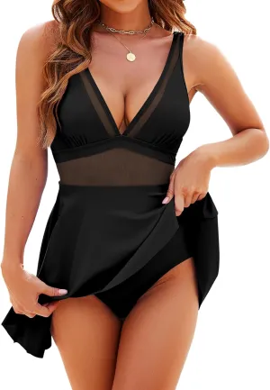 Honlyps One Piece Swimsuit Women Tummy Control Bathing Suit Skirt Modest Swim Suits Full Coverage Swim Dress Tankini 2025