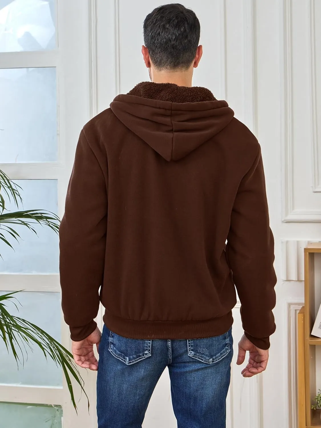 Hoodies for Men Full Zip Up Fleece Warm Thick Jackets Heavyweight Sherpa Lined Coat