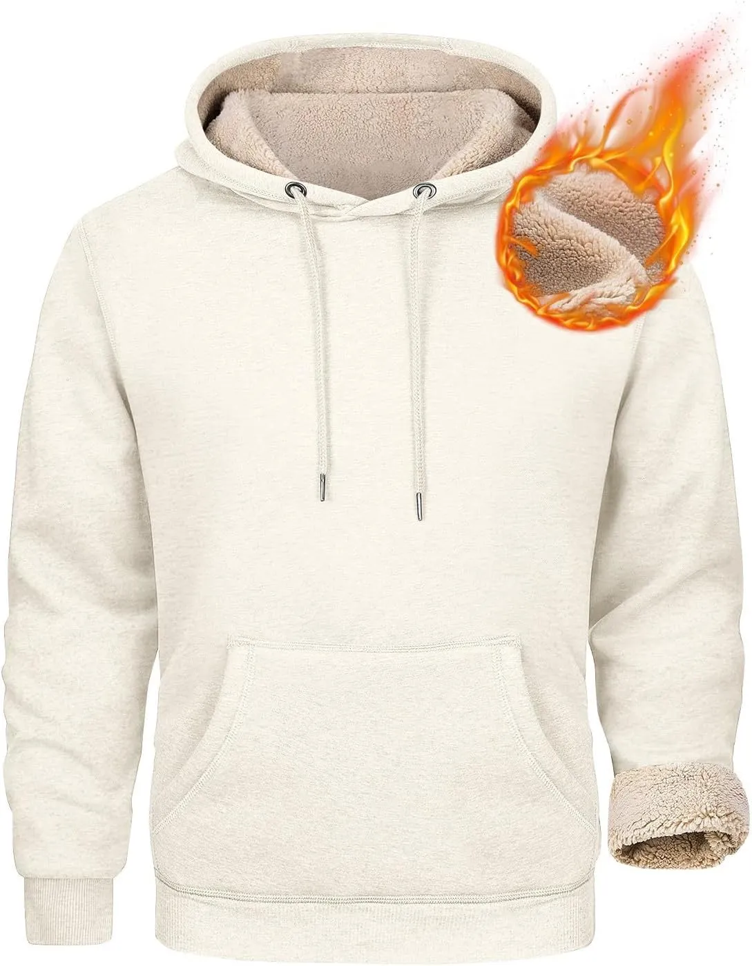 Hoodies for Men Sherpa Fleece Lined Pullover Thick Winter Sweatshirt Winter Windproof Warm