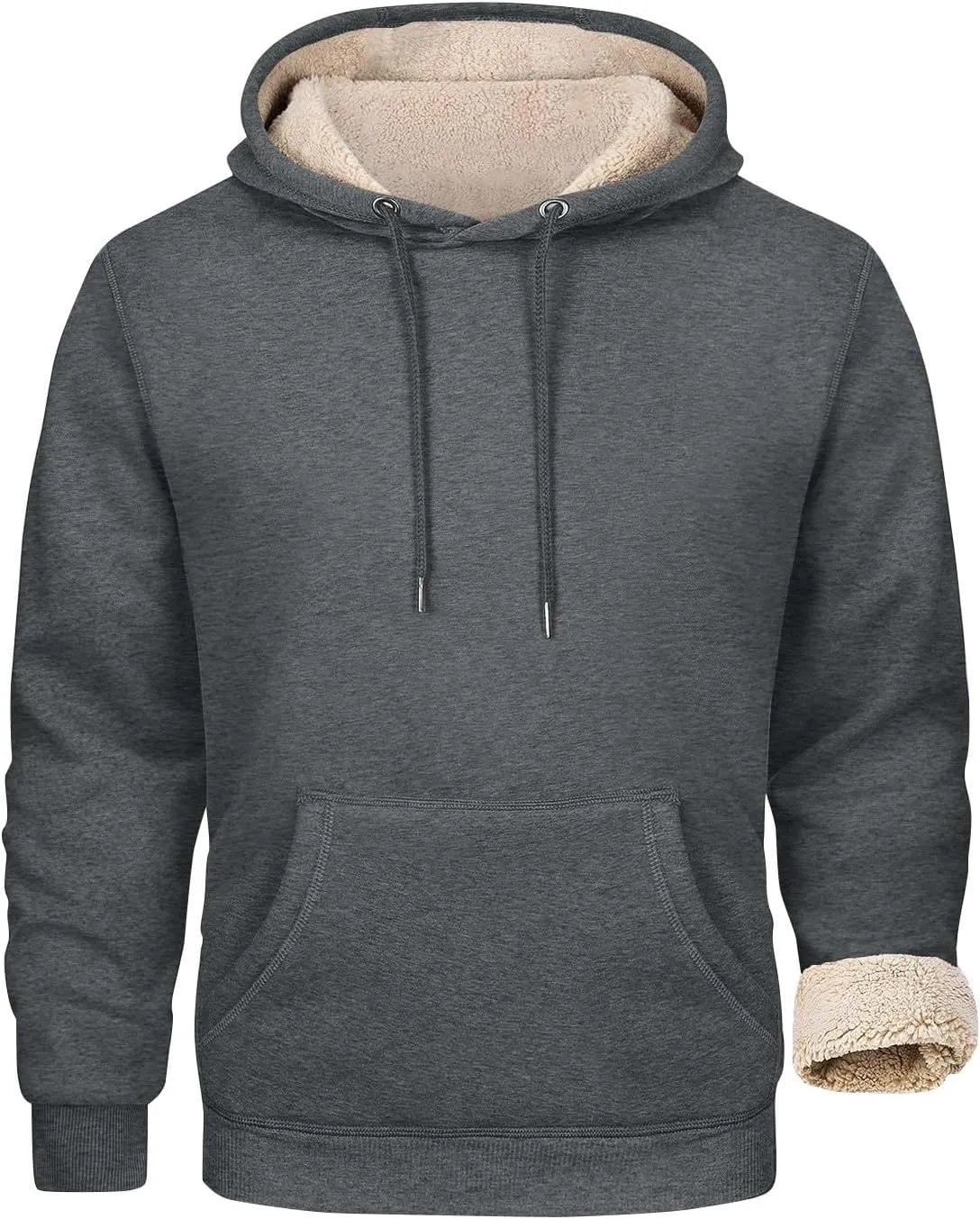 Hoodies for Men Sherpa Fleece Lined Pullover Thick Winter Sweatshirt Winter Windproof Warm