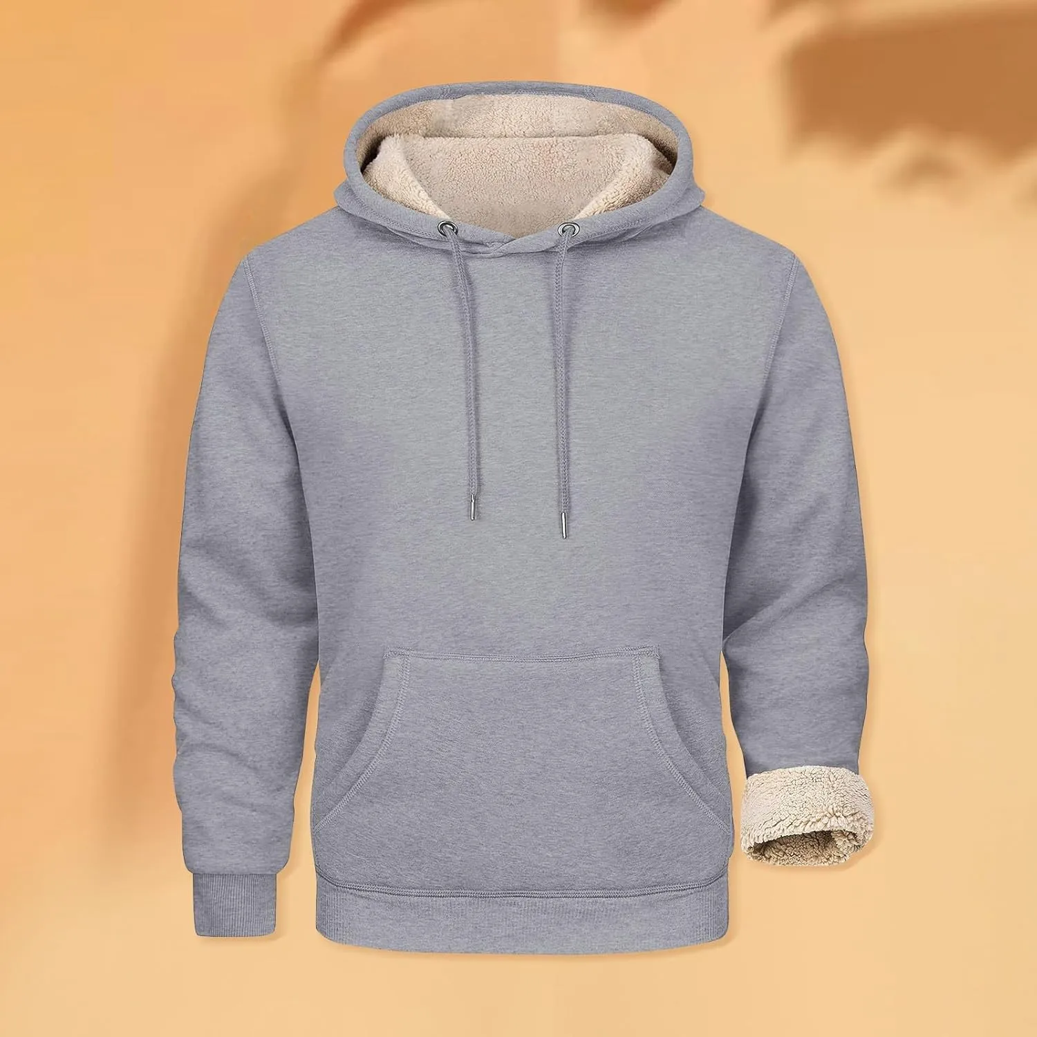 Hoodies for Men Sherpa Fleece Lined Pullover Thick Winter Sweatshirt Winter Windproof Warm