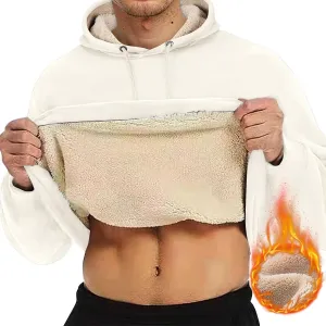 Hoodies for Men Sherpa Fleece Lined Pullover Thick Winter Sweatshirt Winter Windproof Warm