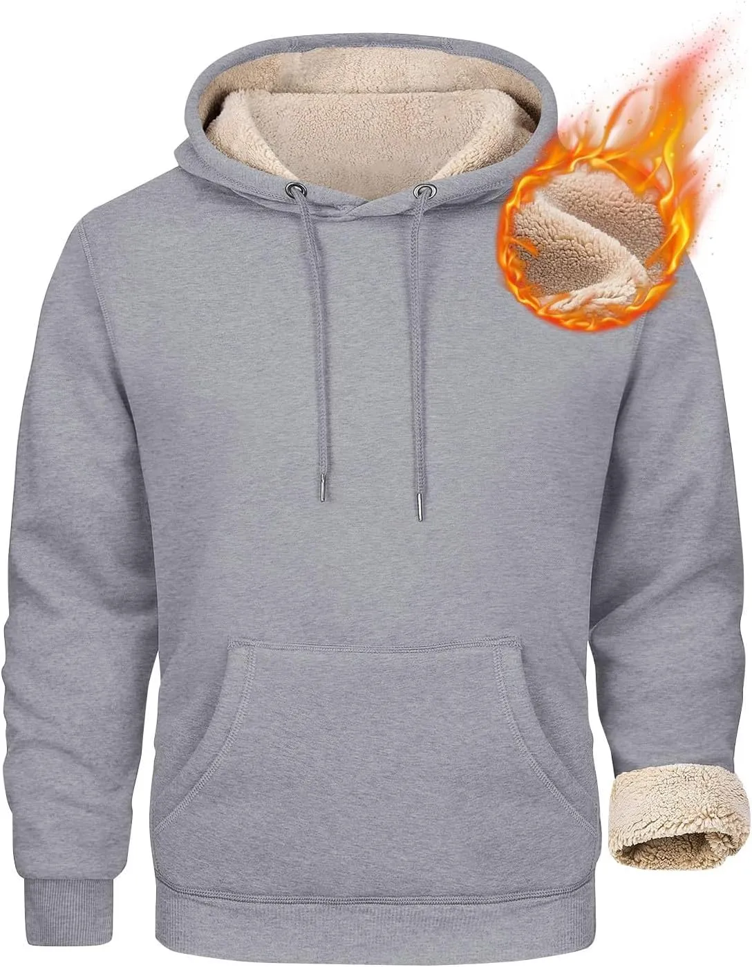 Hoodies for Men Sherpa Fleece Lined Pullover Thick Winter Sweatshirt Winter Windproof Warm