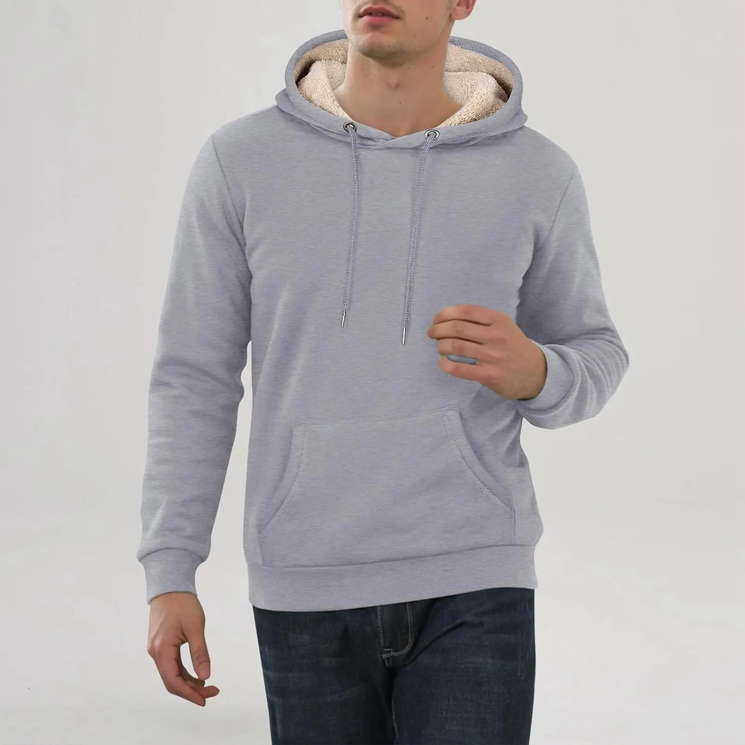 Hoodies for Men Sherpa Fleece Lined Pullover Thick Winter Sweatshirt Winter Windproof Warm