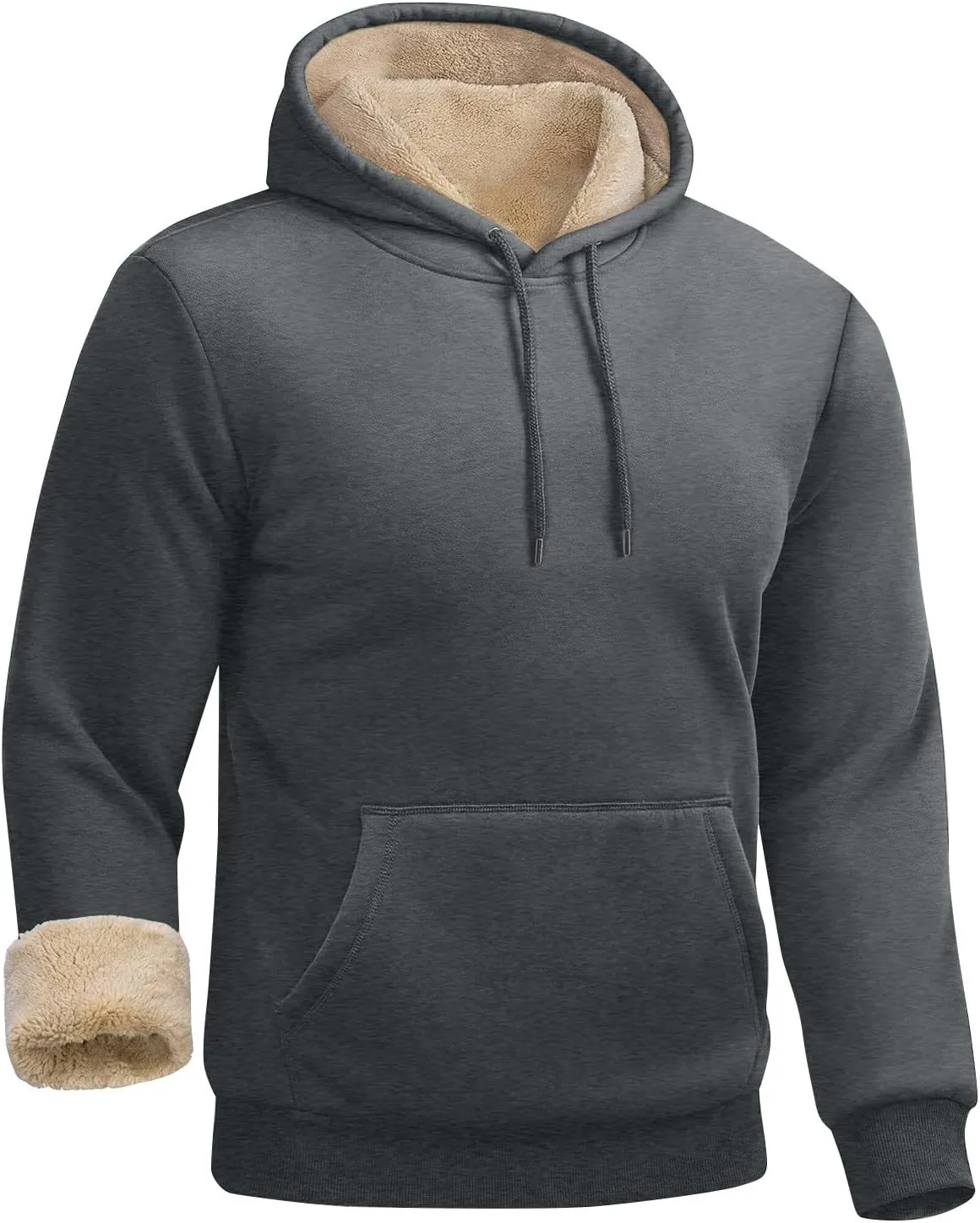 Hoodies for Men Sherpa Fleece Lined Pullover Thick Winter Sweatshirt Winter Windproof Warm