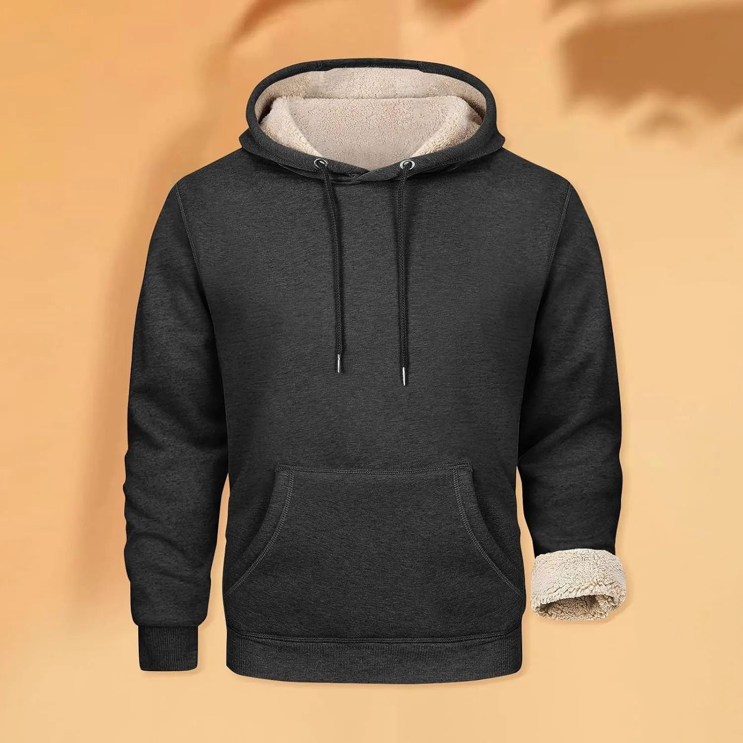 Hoodies for Men Sherpa Fleece Lined Pullover Thick Winter Sweatshirt Winter Windproof Warm