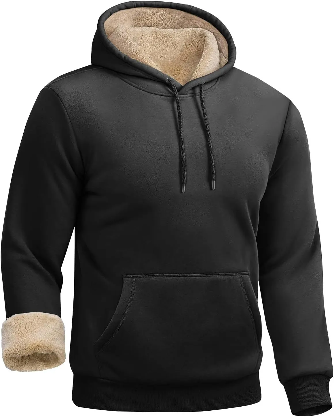 Hoodies for Men Sherpa Fleece Lined Pullover Thick Winter Sweatshirt Winter Windproof Warm