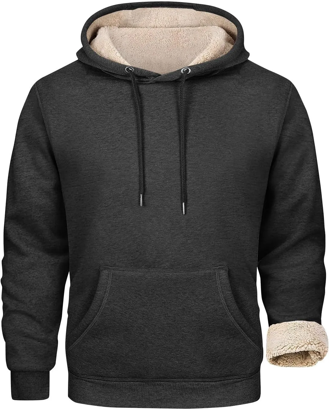 Hoodies for Men Sherpa Fleece Lined Pullover Thick Winter Sweatshirt Winter Windproof Warm
