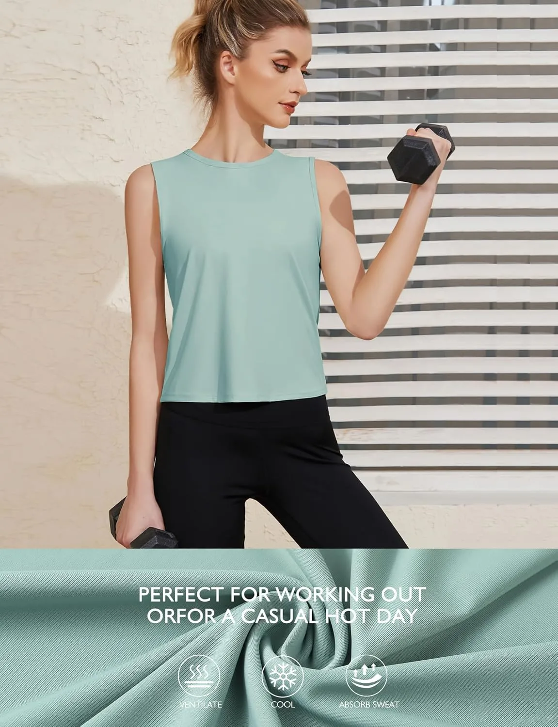 Ice Silk Workout Tank Tops for Women Gym Womens Athletic Tops Loose Fit Running Tank Sleeveless Cool Sun Protection