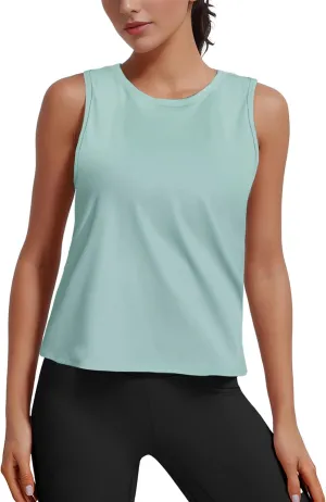Ice Silk Workout Tank Tops for Women Gym Womens Athletic Tops Loose Fit Running Tank Sleeveless Cool Sun Protection