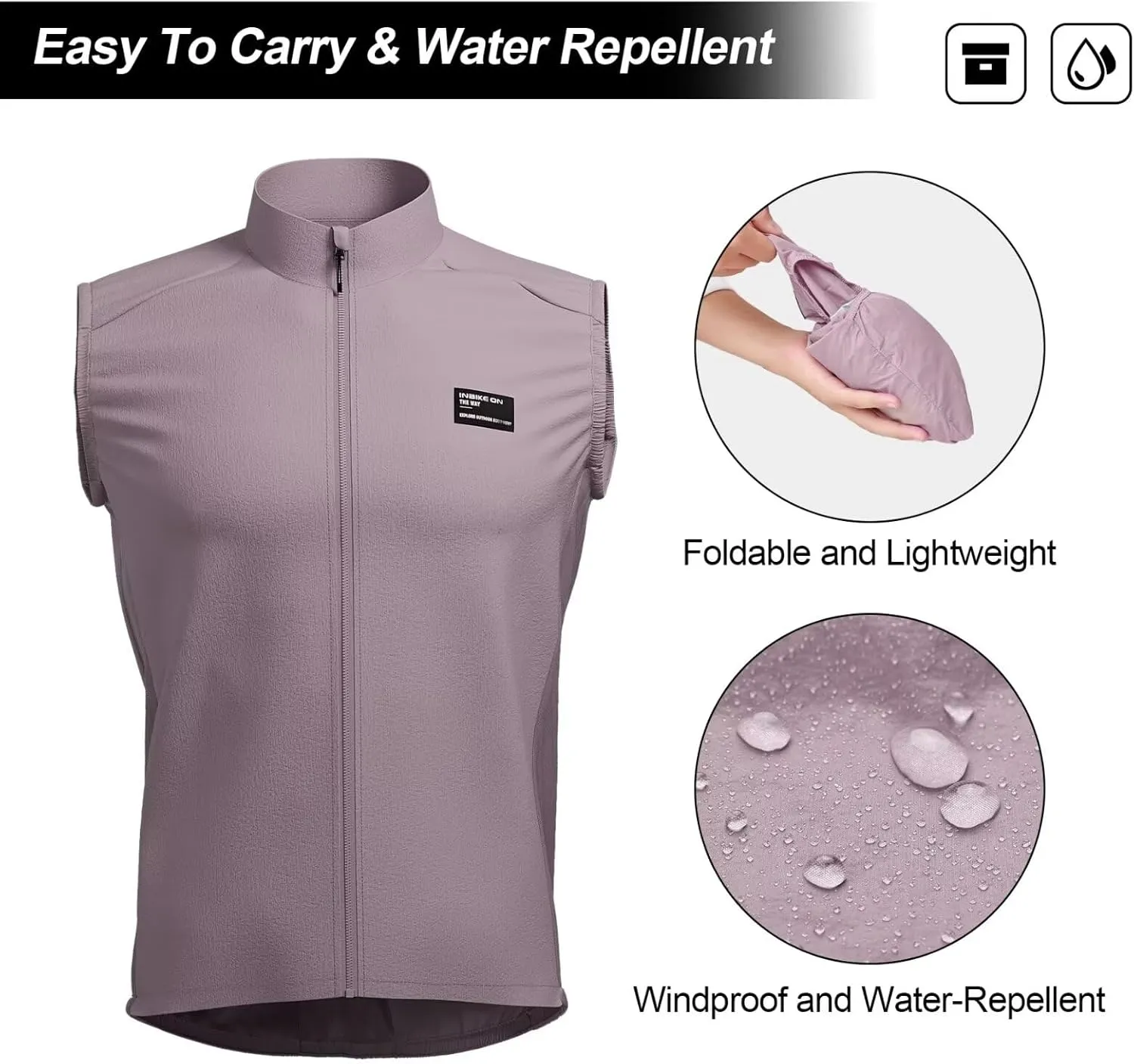 INBIKE Unisex Cycling Vest Windproof Sleeveless Bicycle Jacket, Lightweight Breathable Vest with 2 Pockets