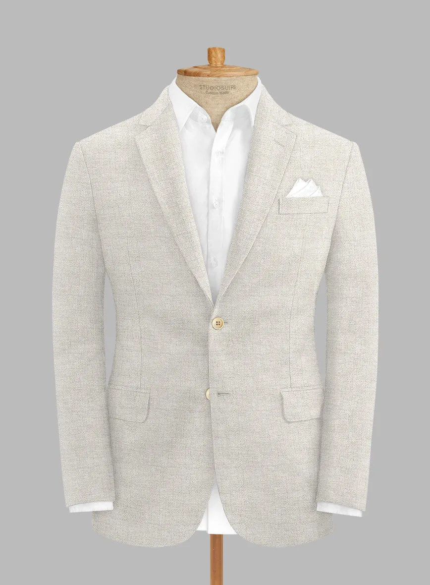 Italian Linen Herringbone Natural Beige Suit
