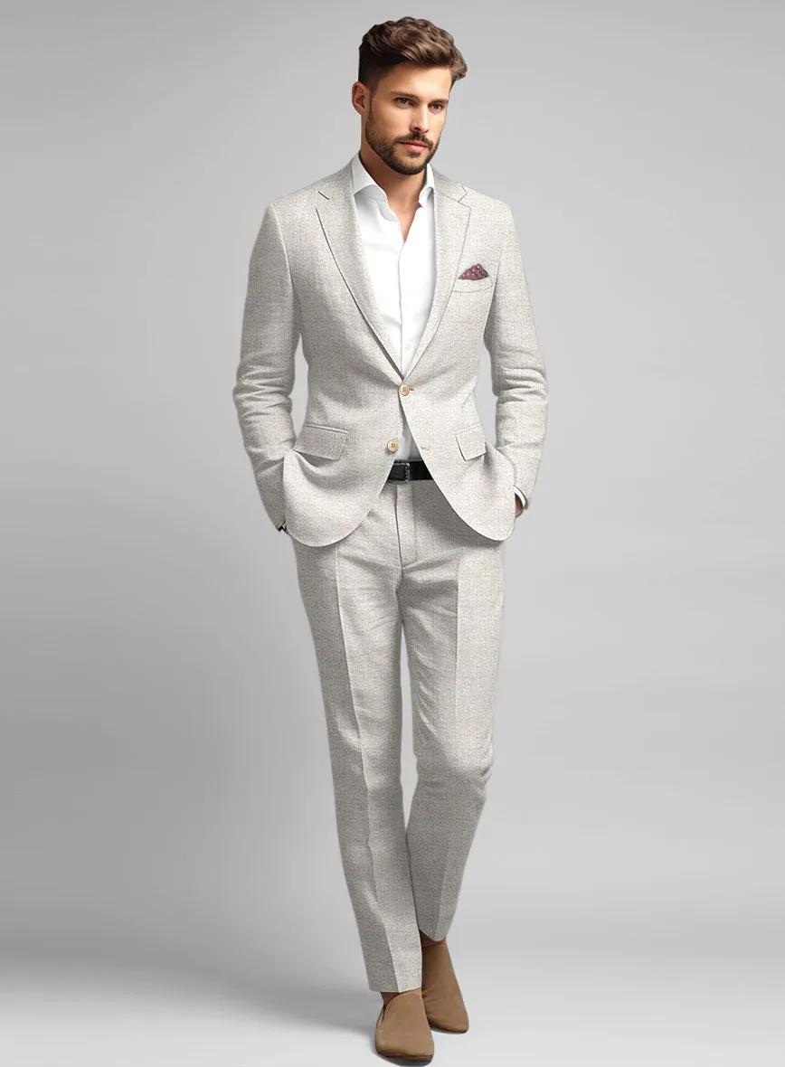 Italian Linen Herringbone Natural Beige Suit