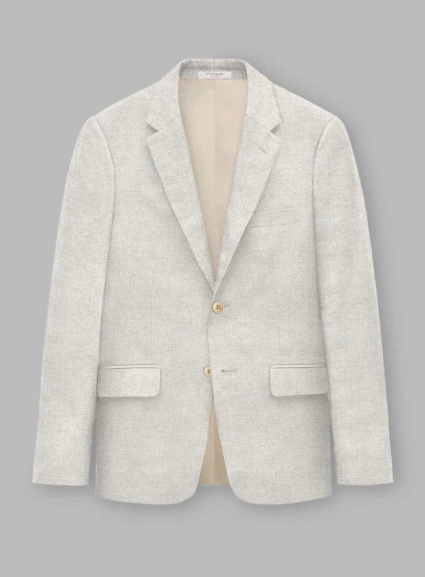 Italian Linen Herringbone Natural Beige Suit