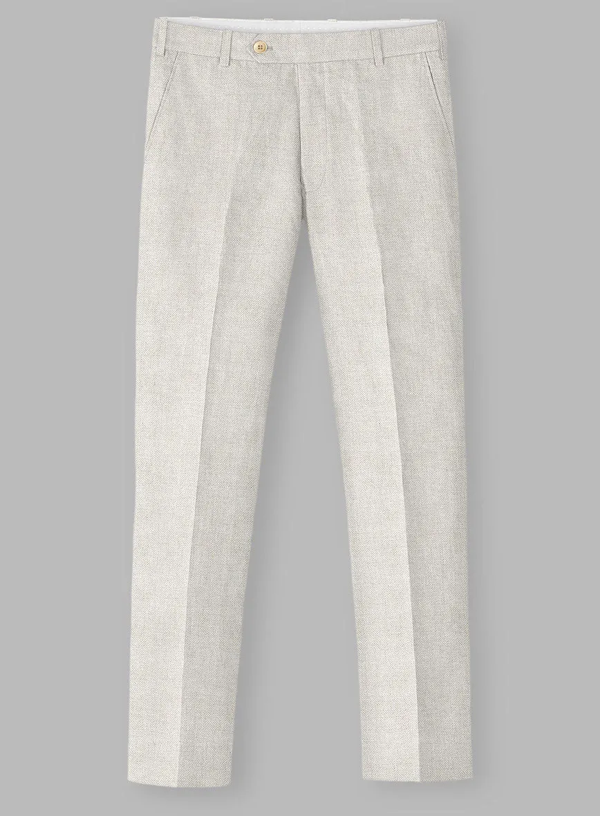 Italian Linen Herringbone Natural Beige Suit