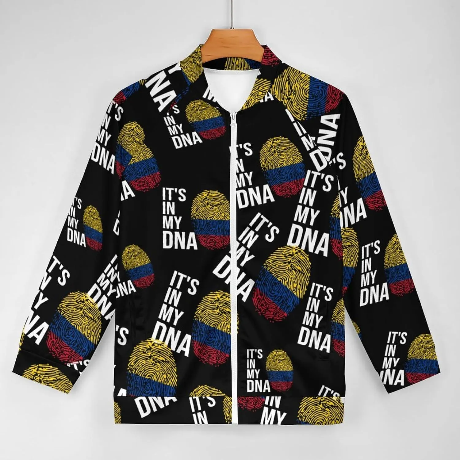 It's In My DNA Colombian Flag Lightweight Bomber Jacket Men Golf Fashion Coat Track Jackets Casual Windbreaker Shirt