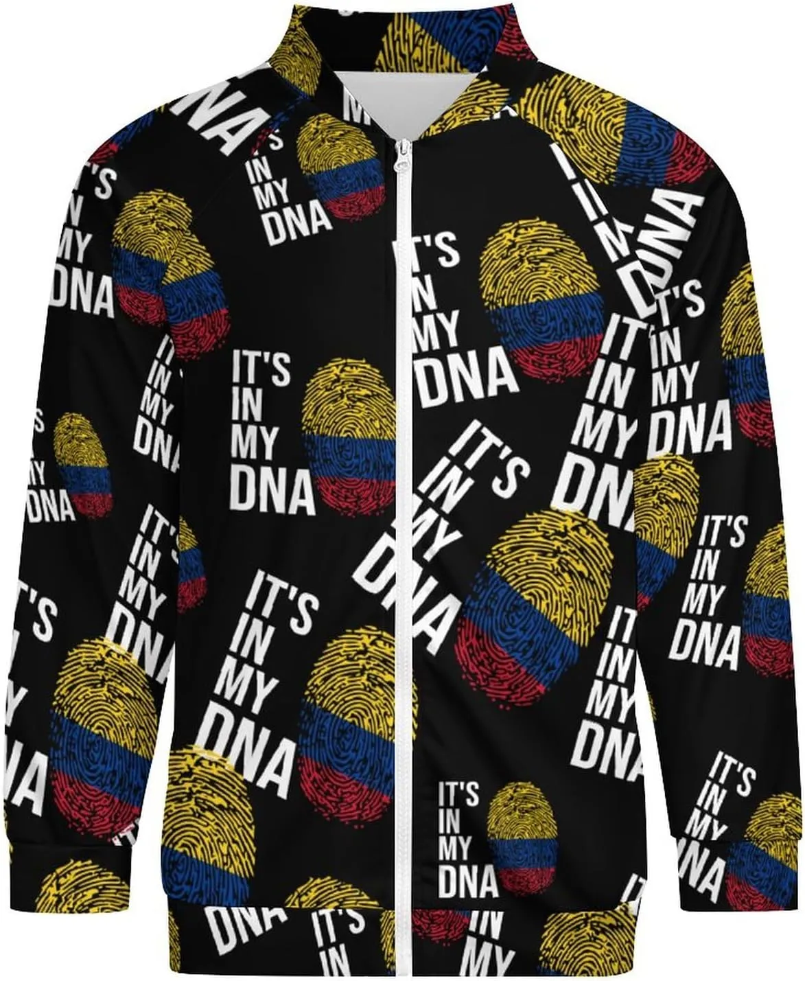 It's In My DNA Colombian Flag Lightweight Bomber Jacket Men Golf Fashion Coat Track Jackets Casual Windbreaker Shirt