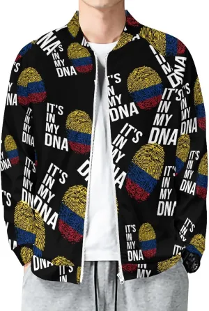 It's In My DNA Colombian Flag Lightweight Bomber Jacket Men Golf Fashion Coat Track Jackets Casual Windbreaker Shirt