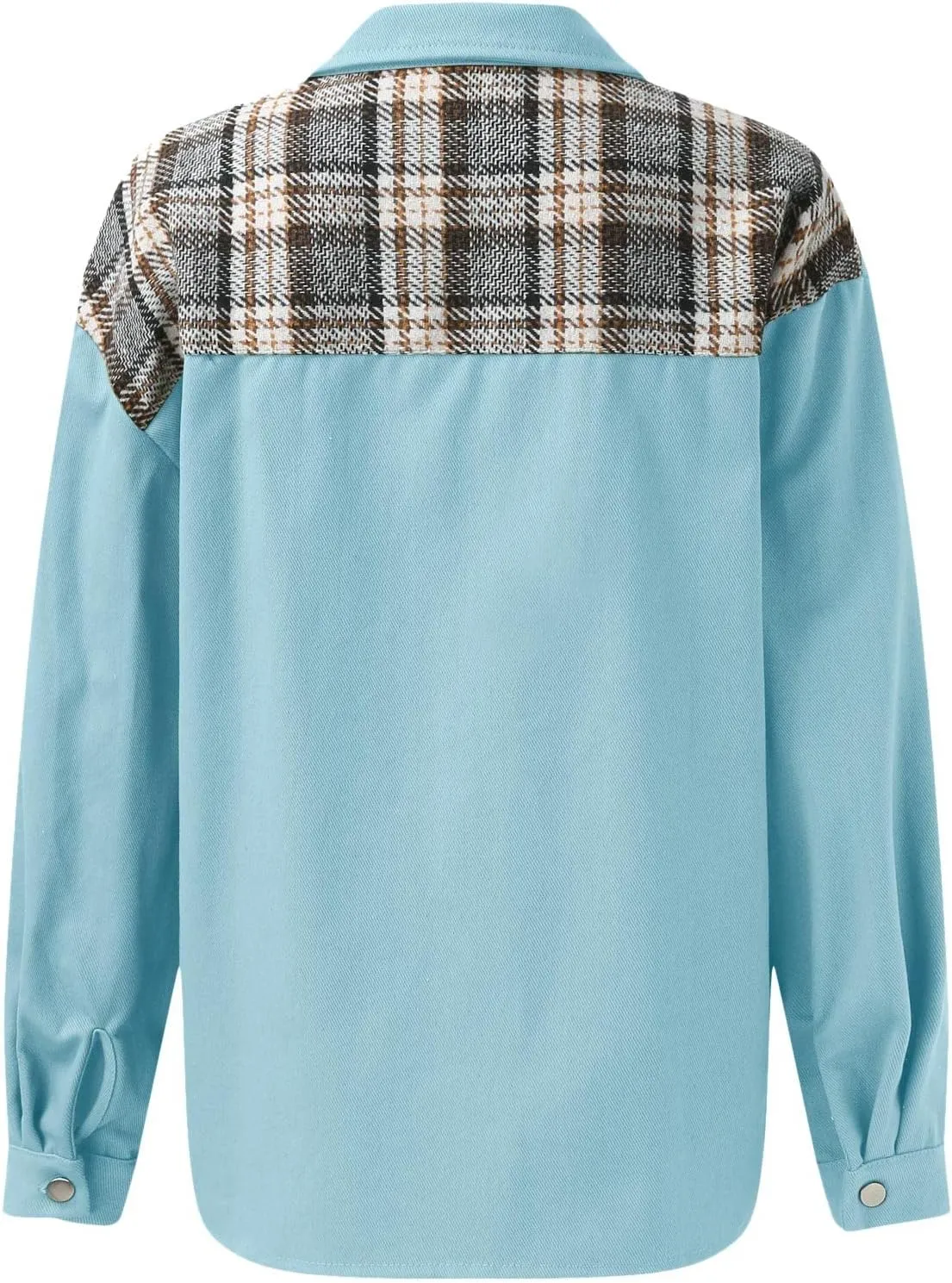 Jacket For Women Women Jean Jacket Long Sleeve Checked Button Up Shirt Jacket Top Denim Jacket
