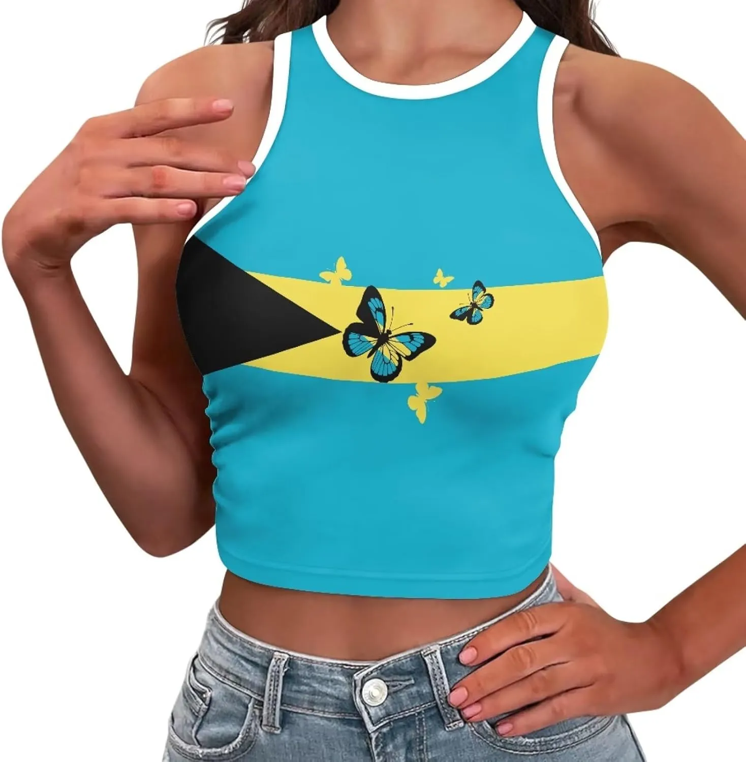 Jamaican Pride Tank Top for Women Jamaican Flag Tank Tops Ethnic Style Casual Basic Tank Crop Tops XS-XXL