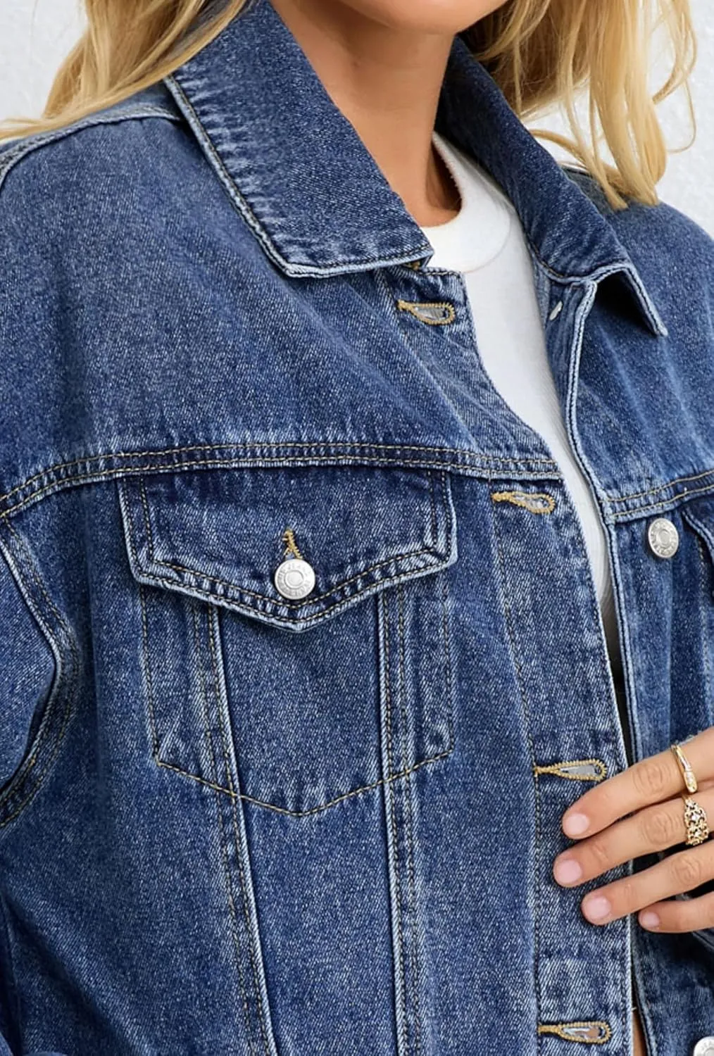 Jean Jacket for Women, Oversize Trendy Denim Jacket, Women's Loose Long Boyfriend Jean Jackets Coat