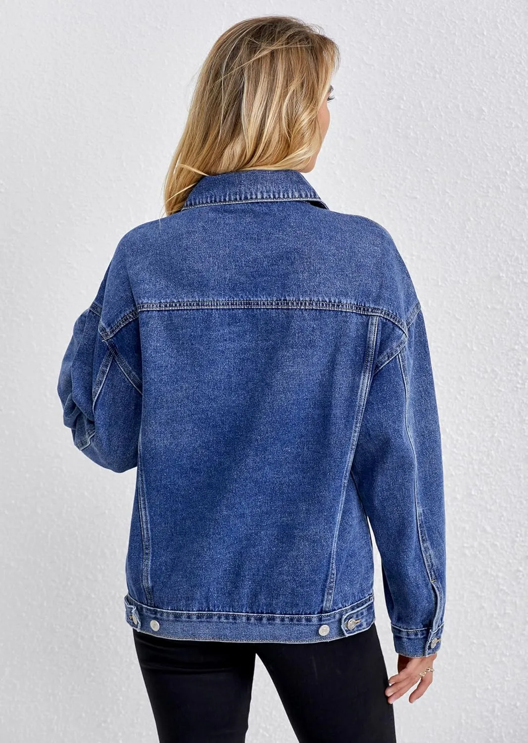Jean Jacket for Women, Oversize Trendy Denim Jacket, Women's Loose Long Boyfriend Jean Jackets Coat