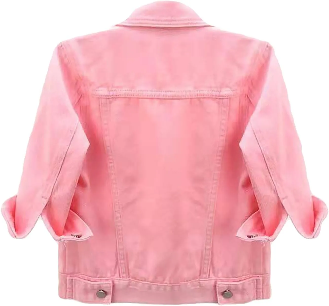Jean Jacket for Women Trendy Plus Size 3/4 Sleeve Short Denim Jackets Lapel Button Down Casual Cropped Coat, Pink