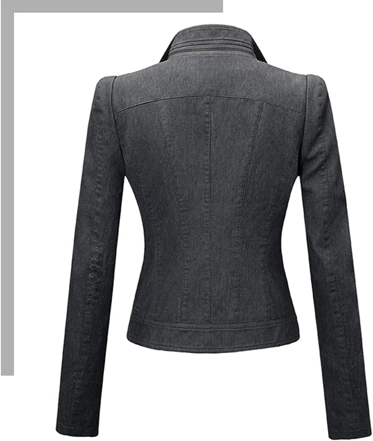 JEsilunmaMY Womens Asymmetrical Zipper Crop Leather Jacket Long Sleeve Fall Motorcycle Coats Slim Fit Moto Biker Short Coat