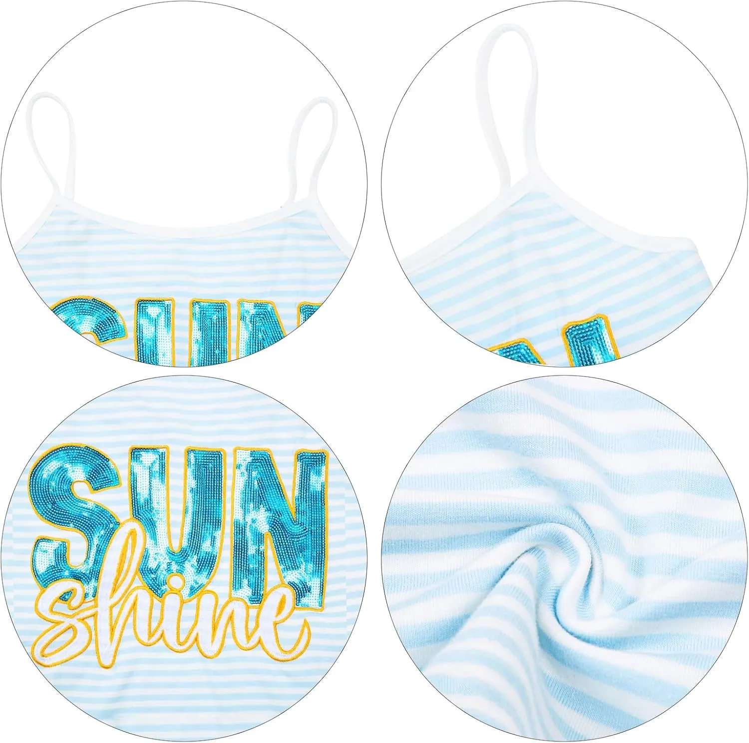 JINTING Sunshine Striped Sleeveless Shirt - Spaghetti Strap Crop Cami Tank Summer Cami Tank Top for Women