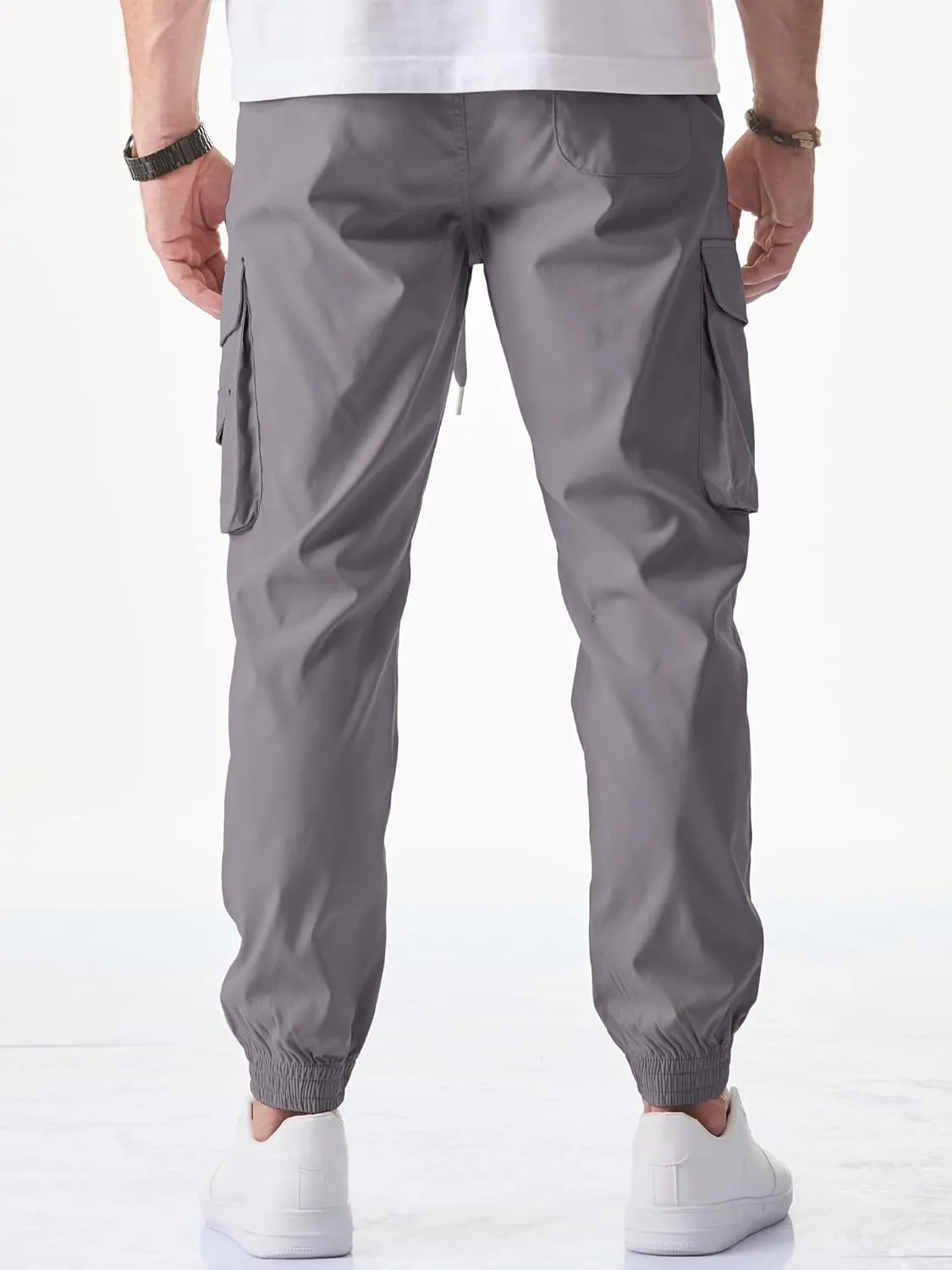JMIERR Men's Casual Cargo Joggers Pants Stretch Elastic Waist Drawstring Tapered Sweatpants with Pockets