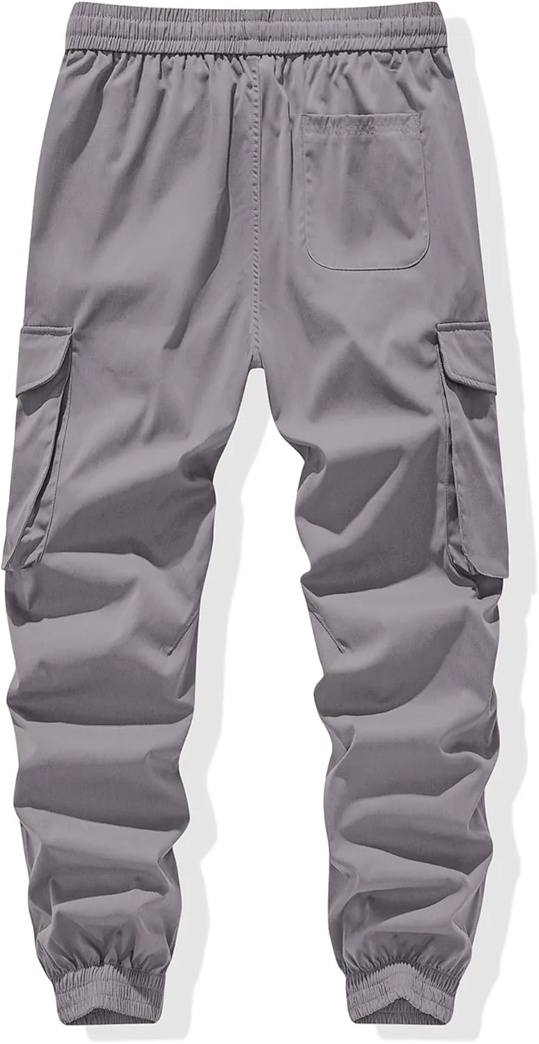 JMIERR Men's Casual Cargo Joggers Pants Stretch Elastic Waist Drawstring Tapered Sweatpants with Pockets