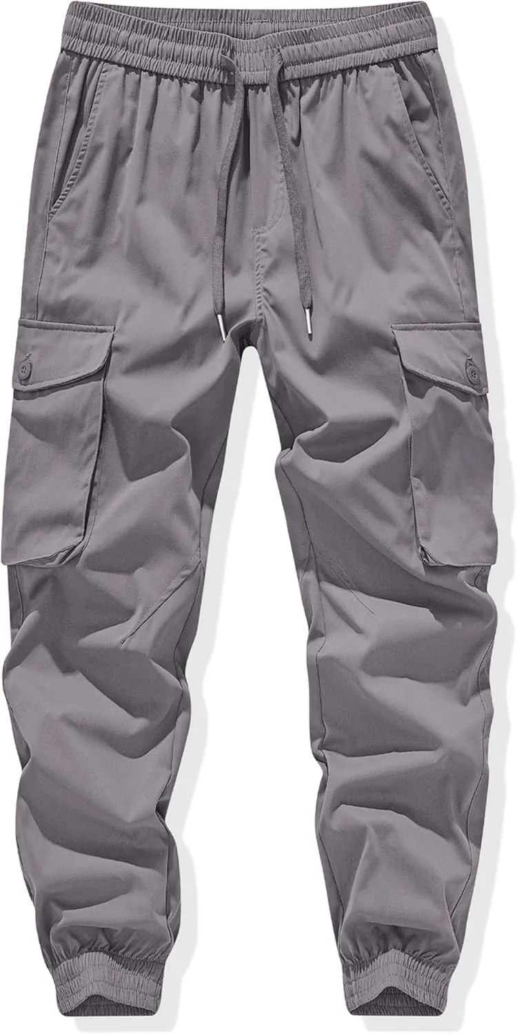 JMIERR Men's Casual Cargo Joggers Pants Stretch Elastic Waist Drawstring Tapered Sweatpants with Pockets