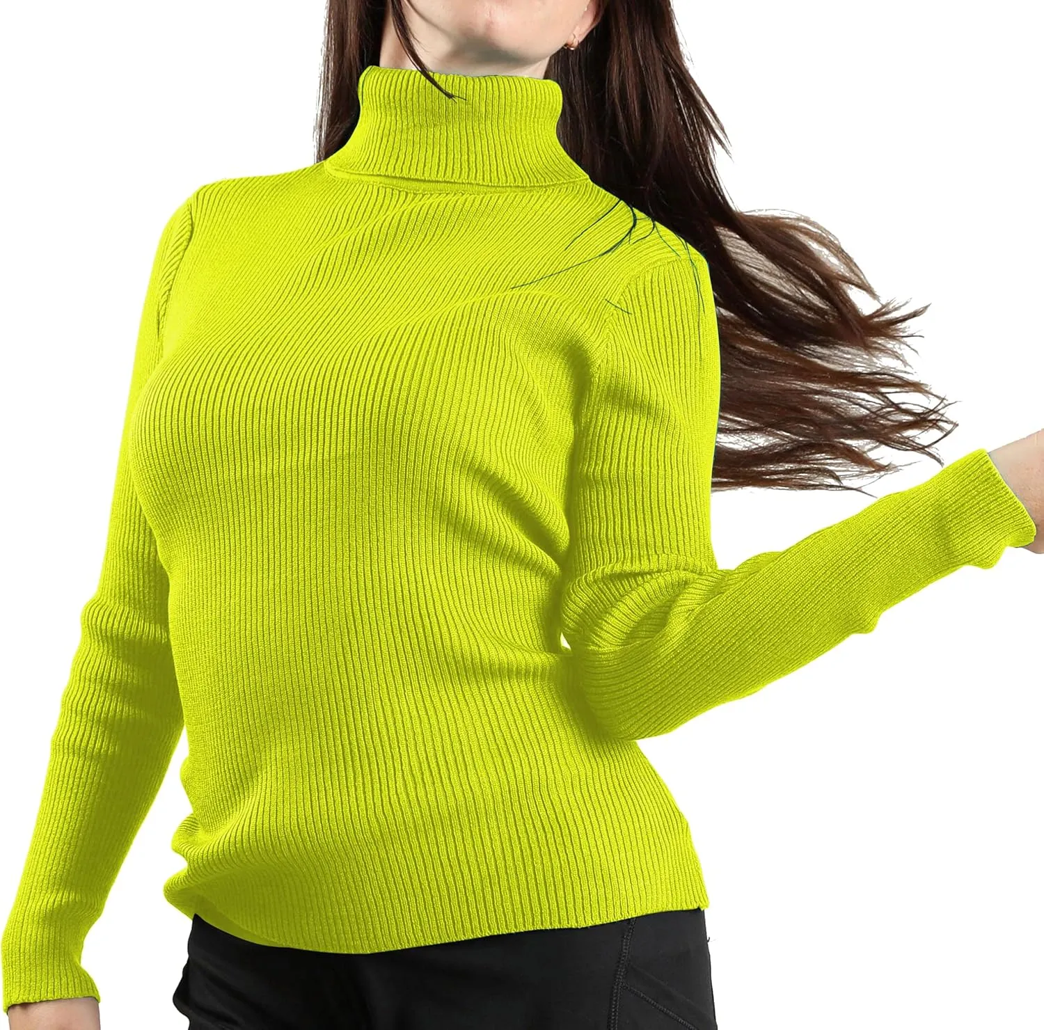 JON & ANNA Women's Turtleneck Sweater Long Sleeve Ribbed Fitted Turtle Neck Casual Fall Fashion Basic Layering Knit Top