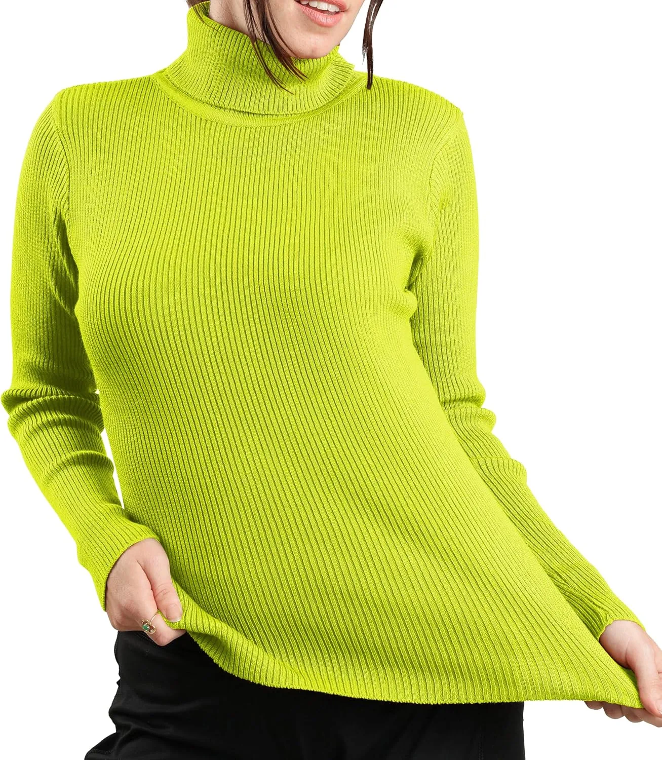 JON & ANNA Women's Turtleneck Sweater Long Sleeve Ribbed Fitted Turtle Neck Casual Fall Fashion Basic Layering Knit Top