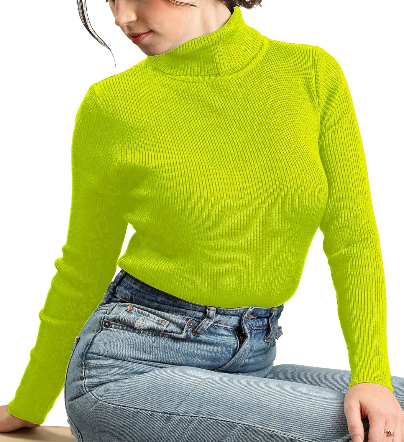 JON & ANNA Women's Turtleneck Sweater Long Sleeve Ribbed Fitted Turtle Neck Casual Fall Fashion Basic Layering Knit Top