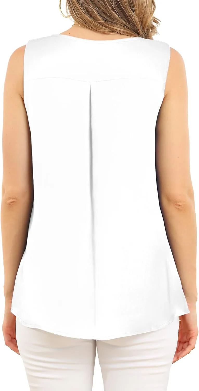 JUEYUN Women's Summer Sleeveless Chiffon Tank Tops Blouses Casual Double Layers Flowy Tunic Shirts 2023
