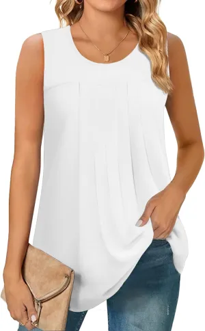 JUEYUN Women's Summer Sleeveless Chiffon Tank Tops Blouses Casual Double Layers Flowy Tunic Shirts 2023