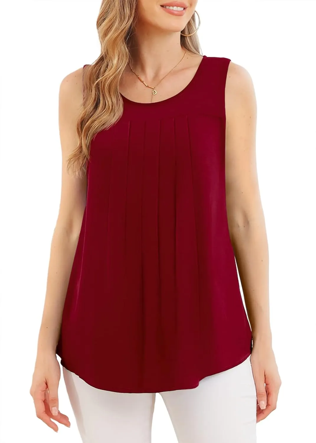 JUEYUN Women's Summer Sleeveless Chiffon Tank Tops Blouses Casual Double Layers Flowy Tunic Shirts 2023