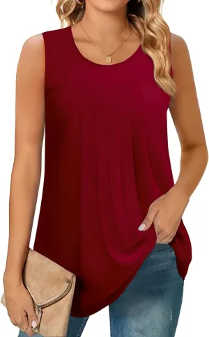 JUEYUN Women's Summer Sleeveless Chiffon Tank Tops Blouses Casual Double Layers Flowy Tunic Shirts 2023