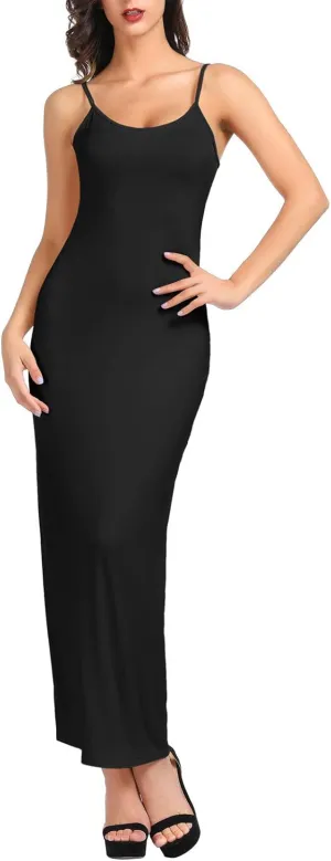 Kate Kasin Women Adjustable Spaghetti Strap Long Cami Full Slip Underdress