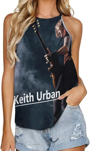 Keith Music Urban Women's Tank Top Sleeveless Round Neck Top Sports Gym Tank Top T-Shirt