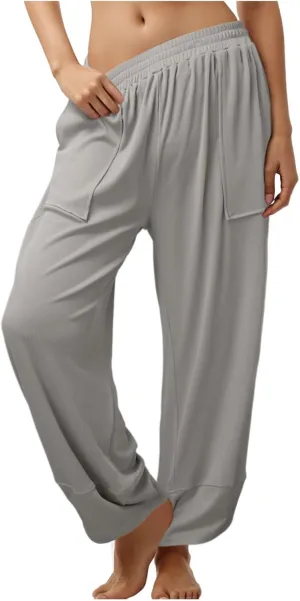 Kingspinner Wide Leg Pants Woman, Harem Pants Women with Pockets Flowy Baggy High Waisted Trendy Palazzo Pants Yoga Trousers