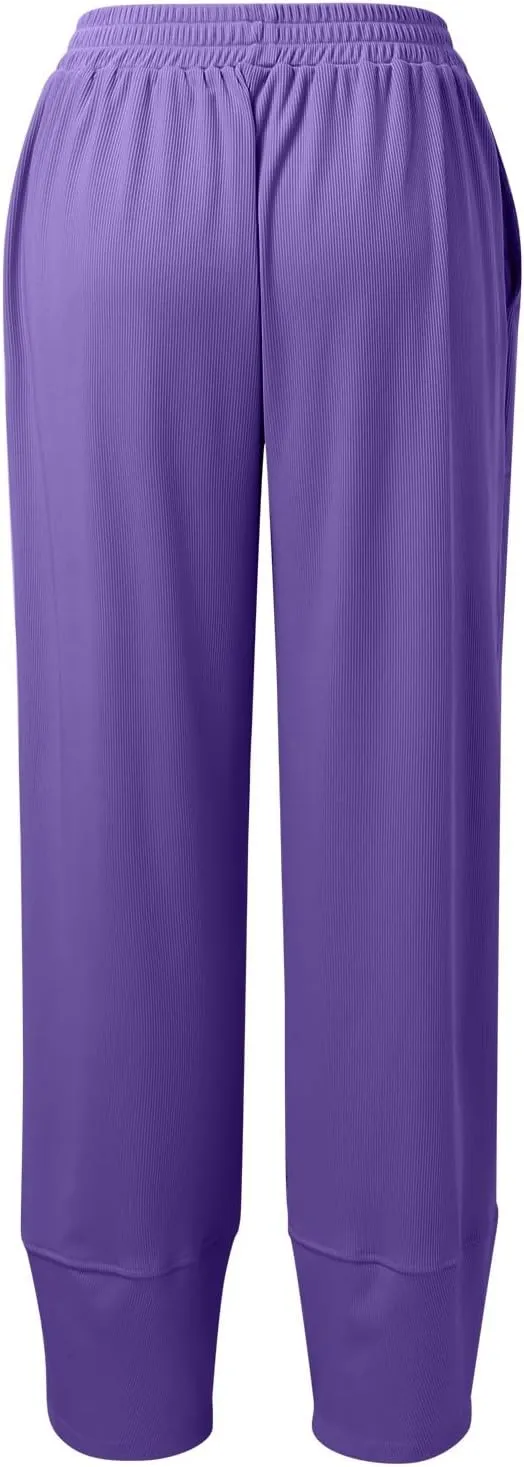 Kingspinner Wide Leg Pants Woman, Harem Pants Women with Pockets Flowy Baggy High Waisted Trendy Palazzo Pants Yoga Trousers
