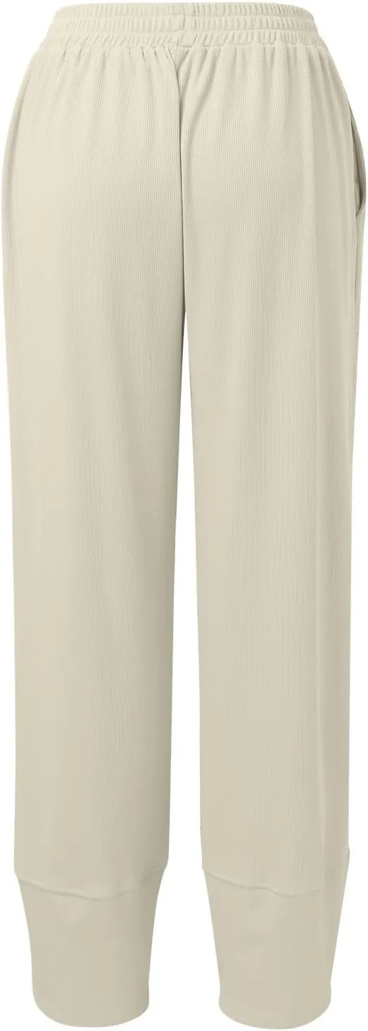 Kingspinner Wide Leg Pants Woman, Harem Pants Women with Pockets Flowy Baggy High Waisted Trendy Palazzo Pants Yoga Trousers