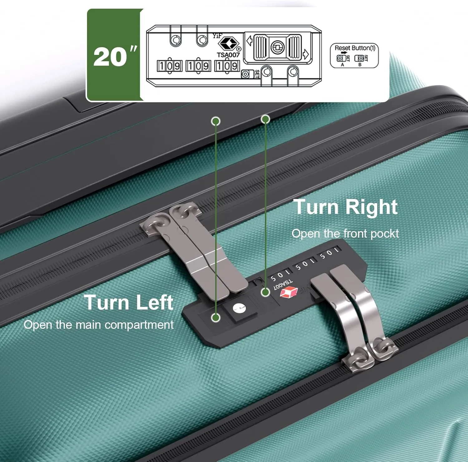 Krute Carry On Luggage 20 Inch Airline Approved Suitcases Lightweight Front Open Pocket TSA Lock Luggage Hard Shell Suitcase with Wheels